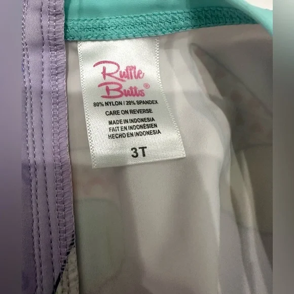 Ruffle Butts Baby Girl Swimsuit‎ One Piece Long Sleeve Ice Dream Print 3T - Picture 3 of 4